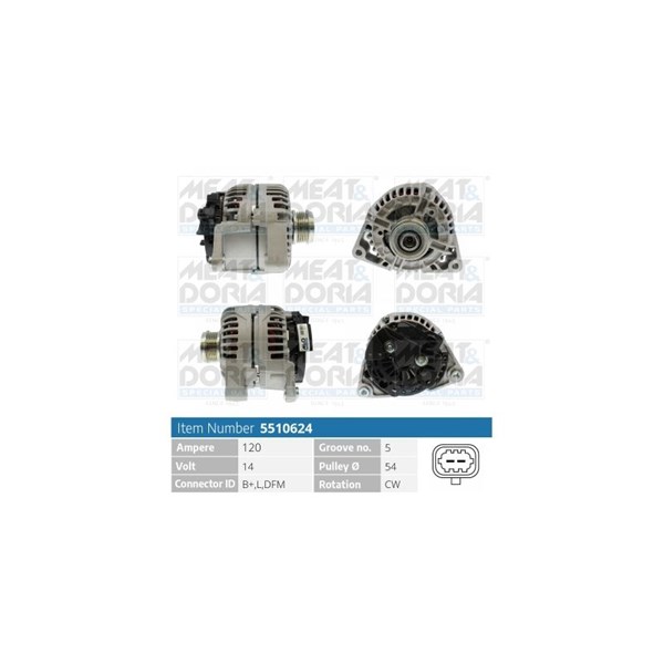 Generator 14V 120A Meat & doria 5510624 MEAT & DORIA