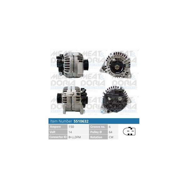 Generator 14V 150A Meat & doria 5510632 MEAT & DORIA