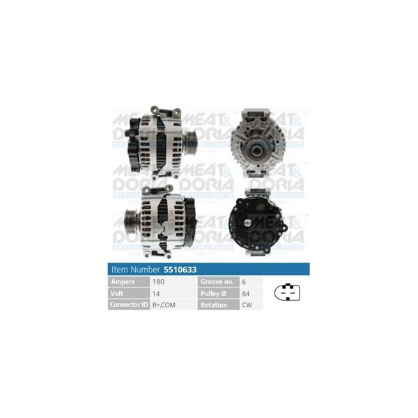 Generator 14V 180A Meat & doria 5510633 MEAT & DORIA