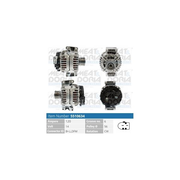 Generator 14V 120A Meat & doria 5510634 MEAT & DORIA
