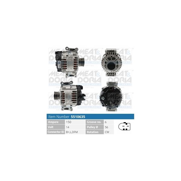 Generator 14V 150A Meat & doria 5510635 MEAT & DORIA