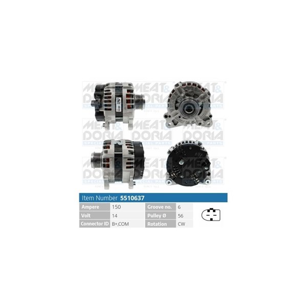 Generator 14V 150A Meat & doria 5510637 MEAT & DORIA