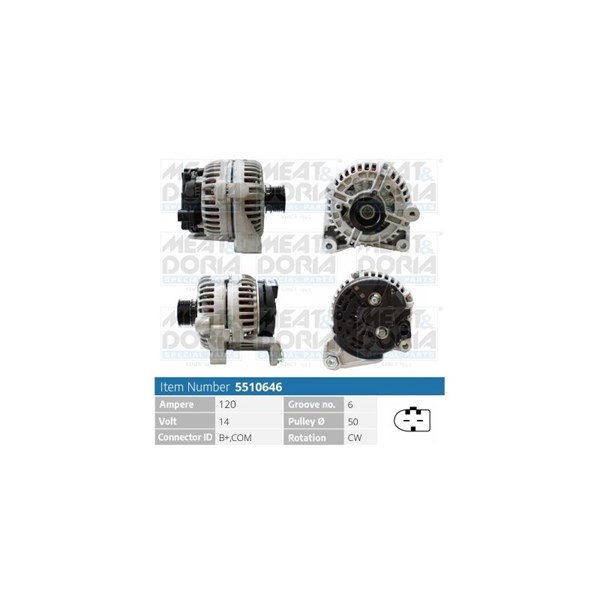 Generator 14V 120A Meat & doria 5510646 MEAT & DORIA
