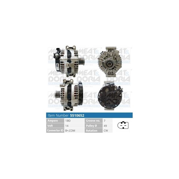 Generator 14V 180A Meat & doria 5510652 MEAT & DORIA