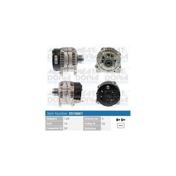 Generator 14V 120A Meat & doria 5510661 MEAT & DORIA
