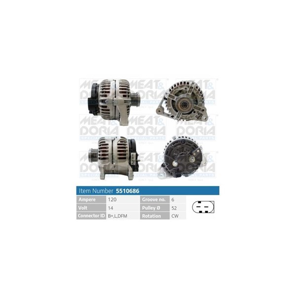 Generator 14V 120A Meat & doria 5510686 MEAT & DORIA