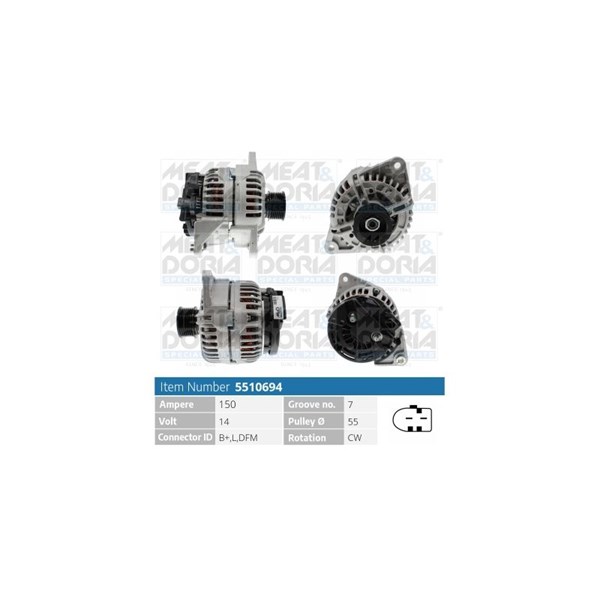 Generator 14V 150A Meat & doria 5510694 MEAT & DORIA