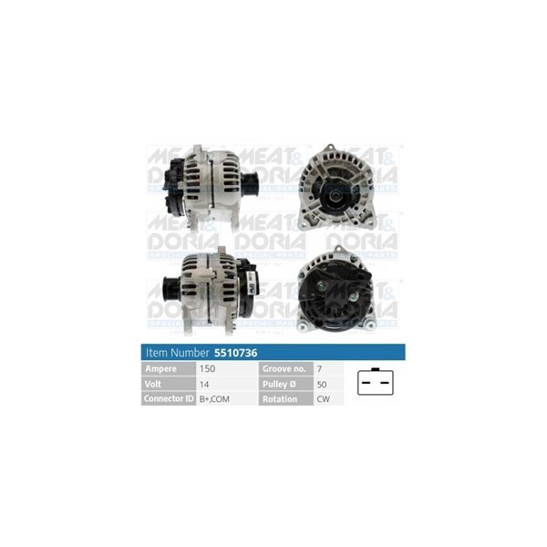 Generator 14V 150A Meat & doria 5510736 MEAT & DORIA