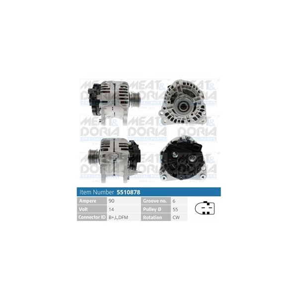 Generator 14V 90A Meat & doria 5510878 MEAT & DORIA