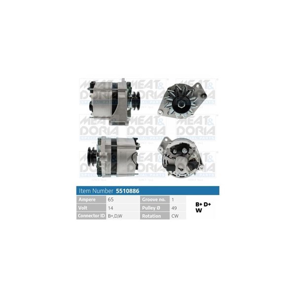 Generator 14V 65A Meat & doria 5510886 MEAT & DORIA