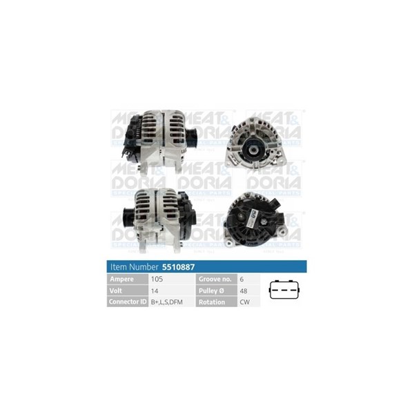 Generator 14V 105A Meat & doria 5510887 MEAT & DORIA