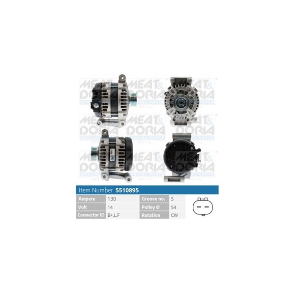 Generator 14V 130A Meat & doria 5510895 MEAT & DORIA