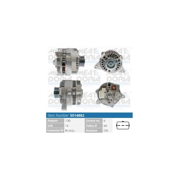 Generator 14V 130A Meat & doria 5514882 MEAT & DORIA