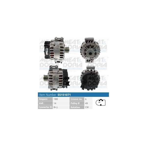 Generator 14V 180A Meat & doria 55151071 MEAT & DORIA