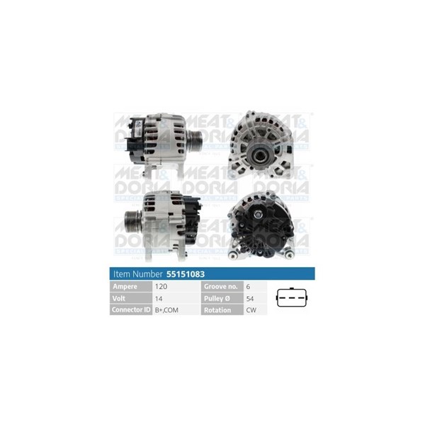 Generator 14V 120A Meat & doria 55151083 MEAT & DORIA Generator 14V 120A Meat & doria 55151083 MEAT & DORIA