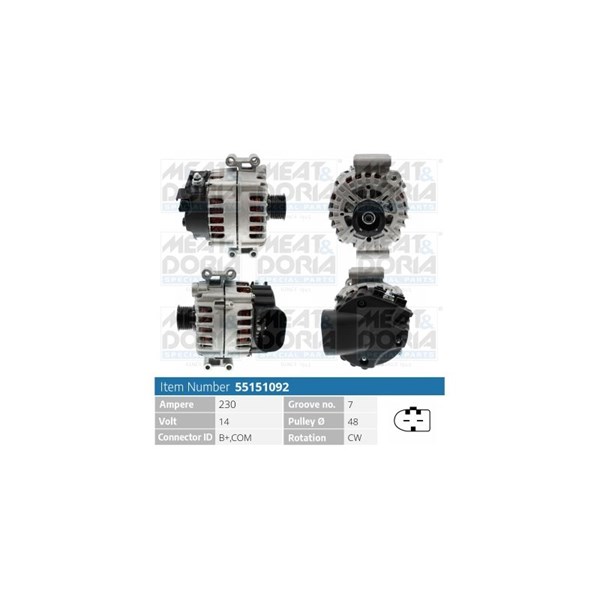 Generator 14V 230A Meat & doria 55151092 MEAT & DORIA