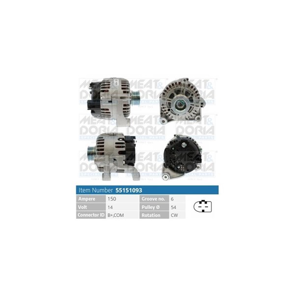 Generator 14V 150A Meat & doria 55151093 MEAT & DORIA Generator 14V 150A Meat & doria 55151093 MEAT & DORIA