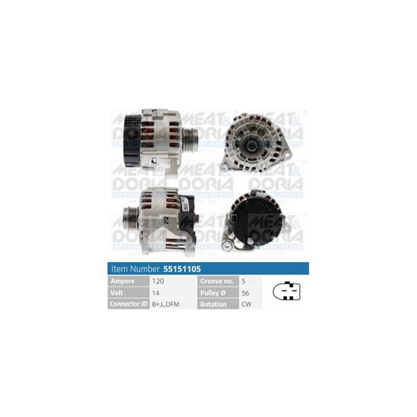 Generator 14V 120A Meat & doria 55151105 MEAT & DORIA