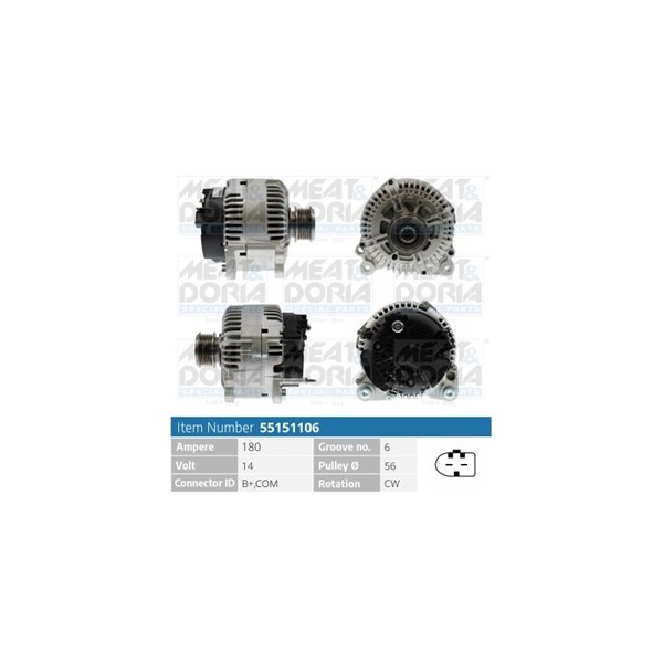 Generator 14V 180A Meat & doria 55151106 MEAT & DORIA
