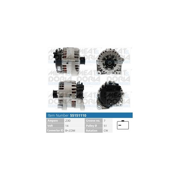 Generator 14V 230A Meat & doria 55151110 MEAT & DORIA Generator 14V 230A Meat & doria 55151110 MEAT & DORIA