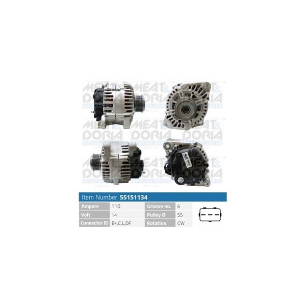 Generator 14V 110A Meat & doria 55151134 MEAT & DORIA