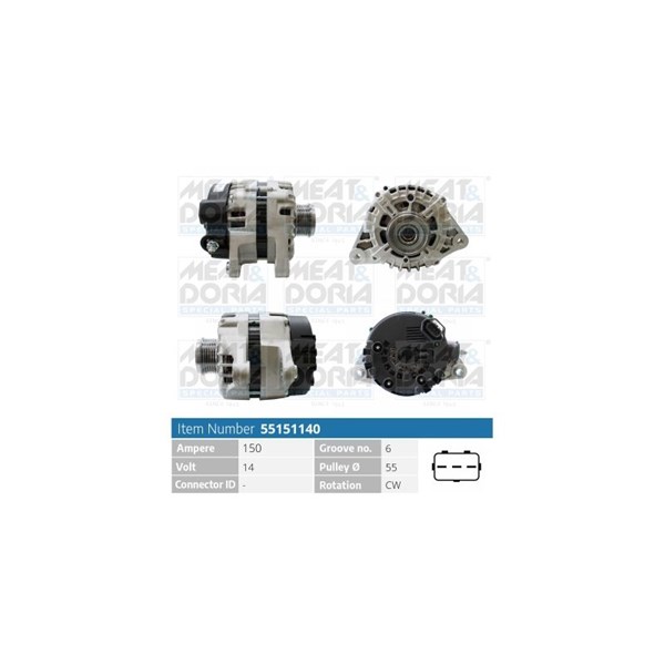 Generator 14V 150A Meat & doria 55151140 MEAT & DORIA
