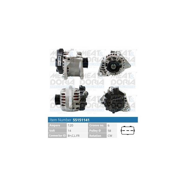 Generator 14V 120A Meat & doria 55151141 MEAT & DORIA