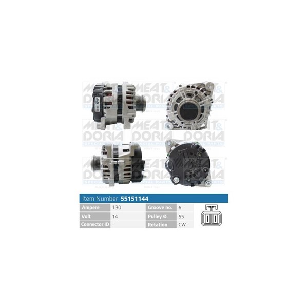 Generator 14V 130A Meat & doria 55151144 MEAT & DORIA