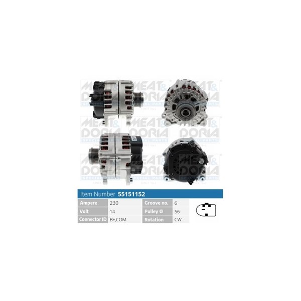 Generator 14V 230A Meat & doria 55151152 MEAT & DORIA