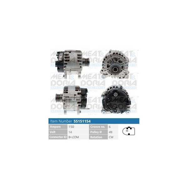 Generator 14V 150A Meat & doria 55151154 MEAT & DORIA