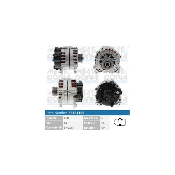 Generator 14V 180A Meat & doria 55151155 MEAT & DORIA
