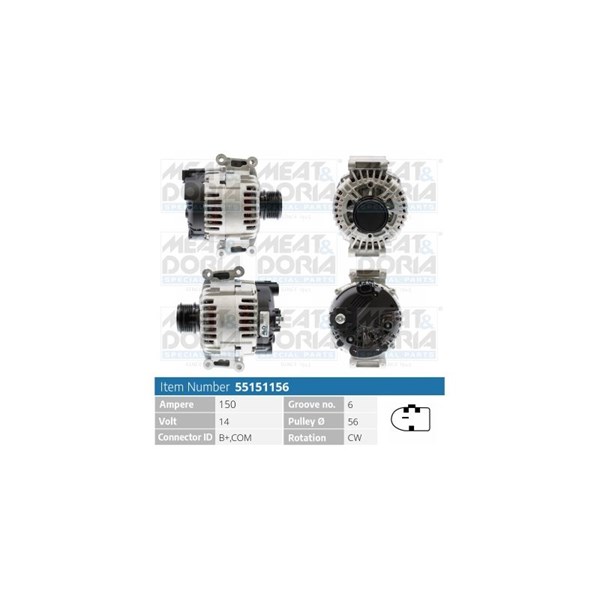 Generator 14V 150A Meat & doria 55151156 MEAT & DORIA