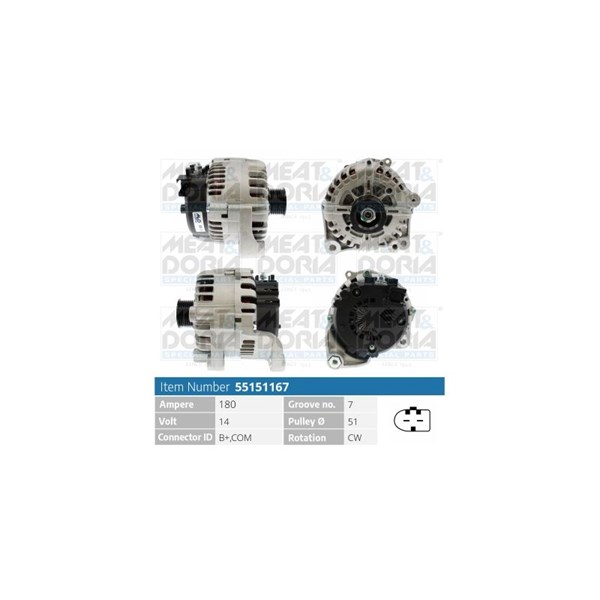 Generator 14V 180A Meat & doria 55151167 MEAT & DORIA