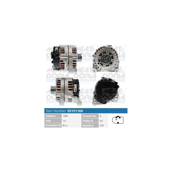 Generator 14V 180A Meat & doria 55151169 MEAT & DORIA
