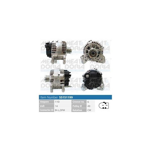 Generator 14V 110A Meat & doria 55151199 MEAT & DORIA