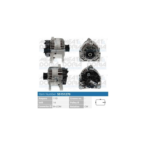 Generator 14V 110A Meat & doria 55151270 MEAT & DORIA Generator 14V 110A Meat & doria 55151270 MEAT & DORIA