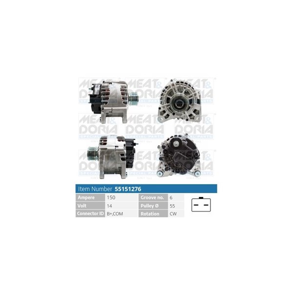 Generator 14V 150A Meat & doria 55151276 MEAT & DORIA