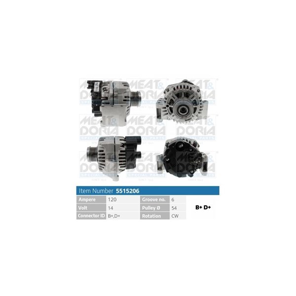 Generator 14V 120A Meat & doria 5515206 MEAT & DORIA