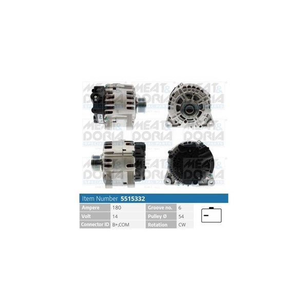 Generator 14V 180A Meat & doria 5515332 MEAT & DORIA