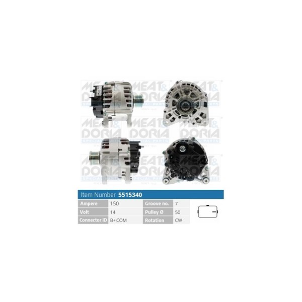 Generator 14V 150A Meat & doria 5515340 MEAT & DORIA