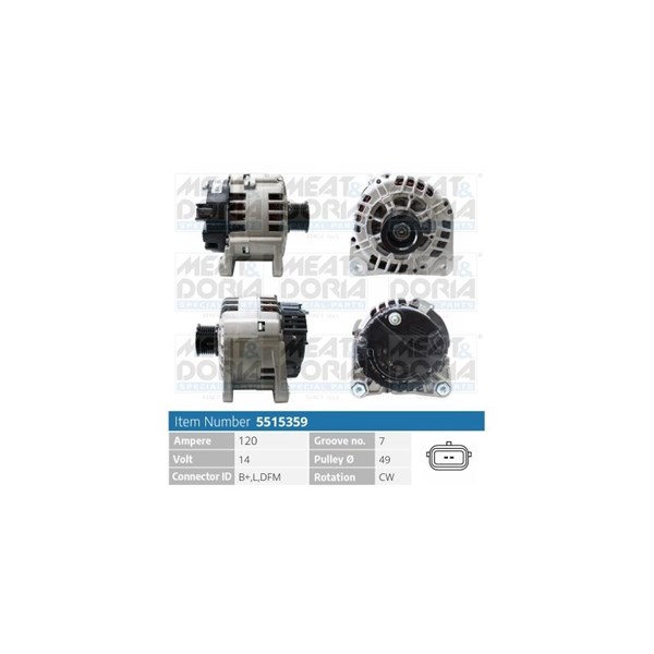 Generator 14V 120A Meat & doria 5515359 MEAT & DORIA