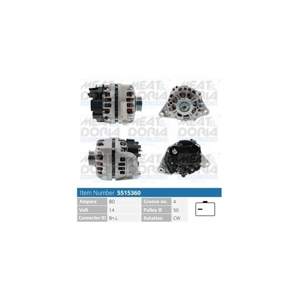 Generator 14V 80A Meat & doria 5515360 MEAT & DORIA