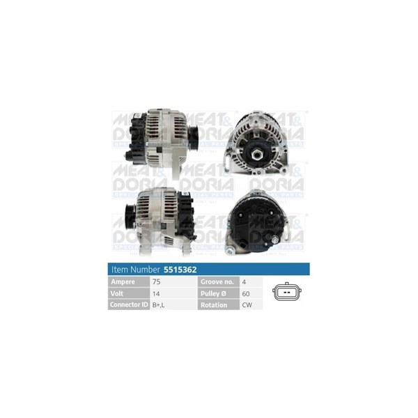 Generator 14V 75A Meat & doria 5515362 MEAT & DORIA