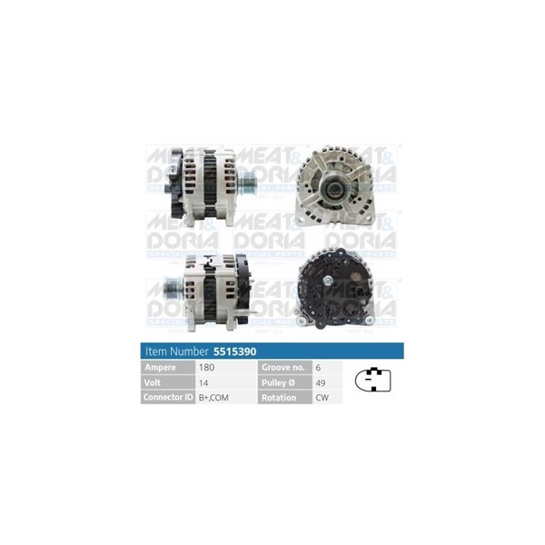 Generator 14V 180A Meat & doria 5515390 MEAT & DORIA