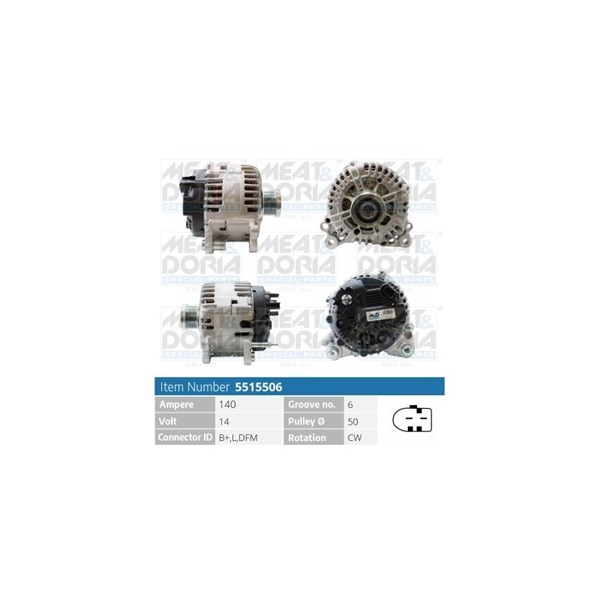 Generator 14V 140A Meat & doria 5515506 MEAT & DORIA