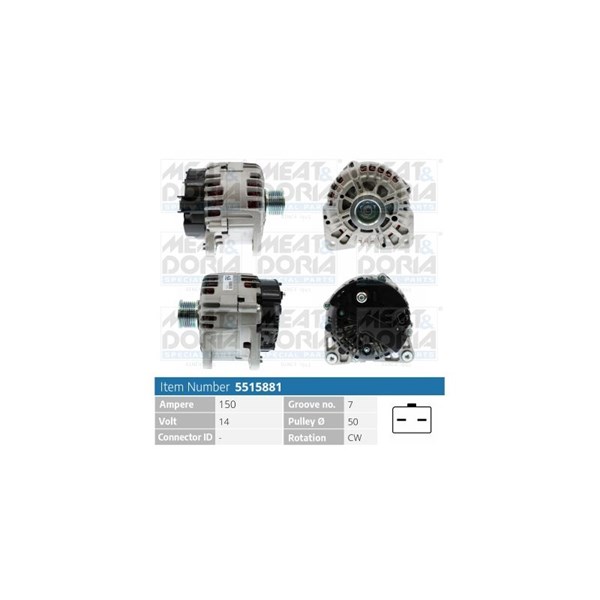 Generator 14V 150A Meat & doria 5515881 MEAT & DORIA