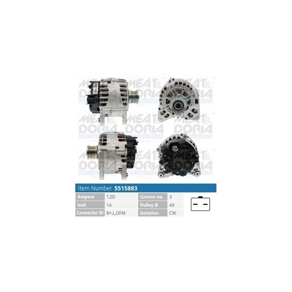 Generator 14V 120A Meat & doria 5515883 MEAT & DORIA