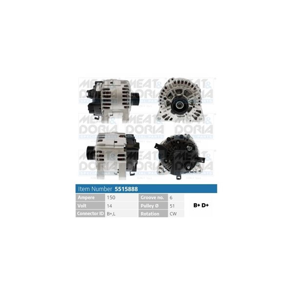 Generator 14V 150A Meat & doria 5515888 MEAT & DORIA