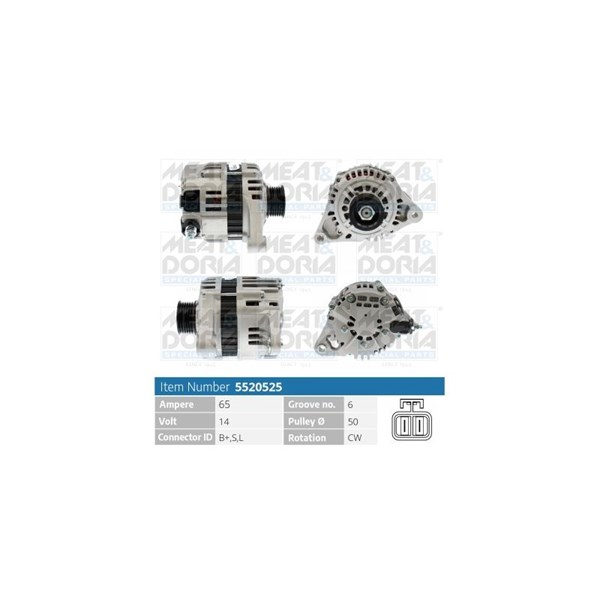 Generator 14V 65A Meat & doria 5520525 MEAT & DORIA