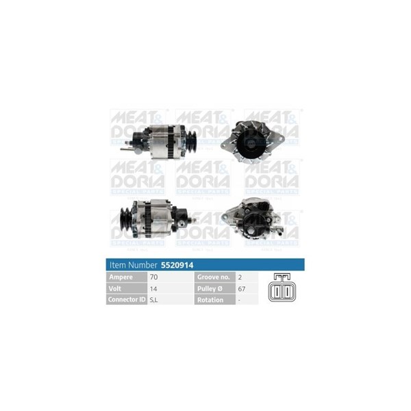 Generator 14V 70A Meat & doria 5520914 MEAT & DORIA